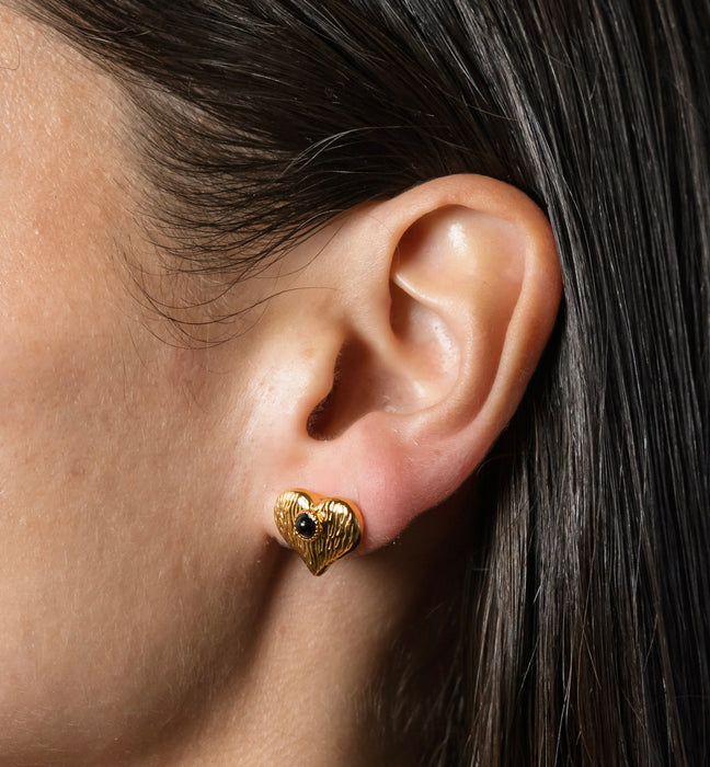 BLACK HEART schwarzer Onyx Ohrringe